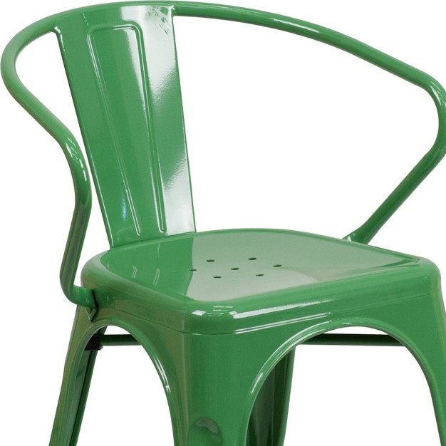 Emma And Oliver Commercial Grade Colorful Metal Indoor outdoor Chair With Arms