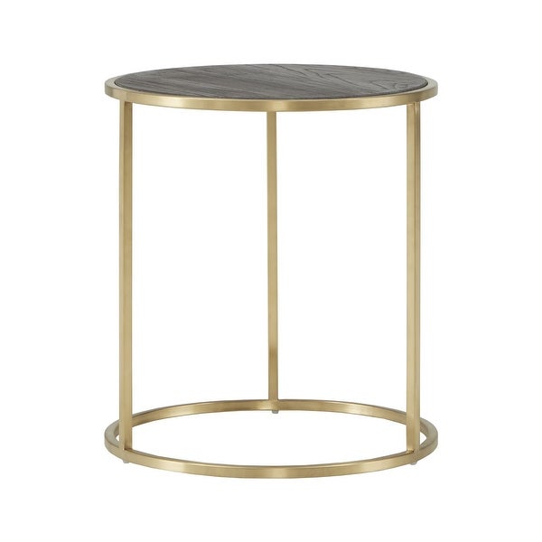 Subira Antique Gold Finished Metal and Reclaimed Wood Round Nesting End Table Set by iNSPIRE Q Bold