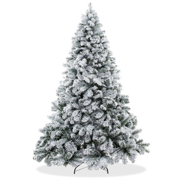 9FT Realistic SnowFlocked Pine Artificial Holiday Christmas Tree