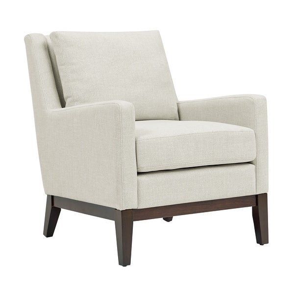 Accent Chair Track Arms Linen Thicken Padded Seat Lounge Chairs with Solid Wood Legs