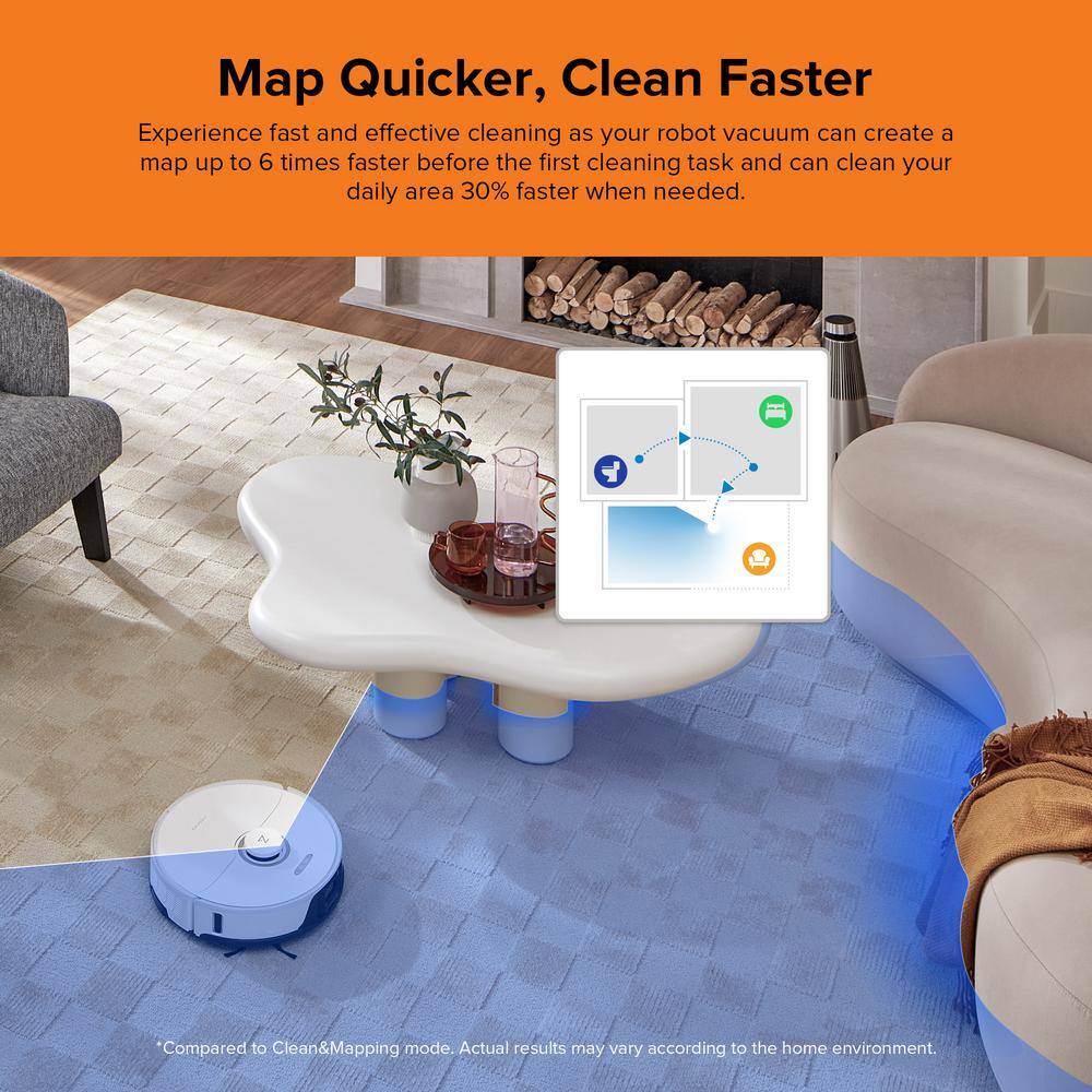 ROBOROCK S8 Plus-WHT Self-Emptying Robot Vacuum with Sonic Mopping 6000PA Suction LiDAR Navigation Multisurface in White Roborock S8 Plus-WHT