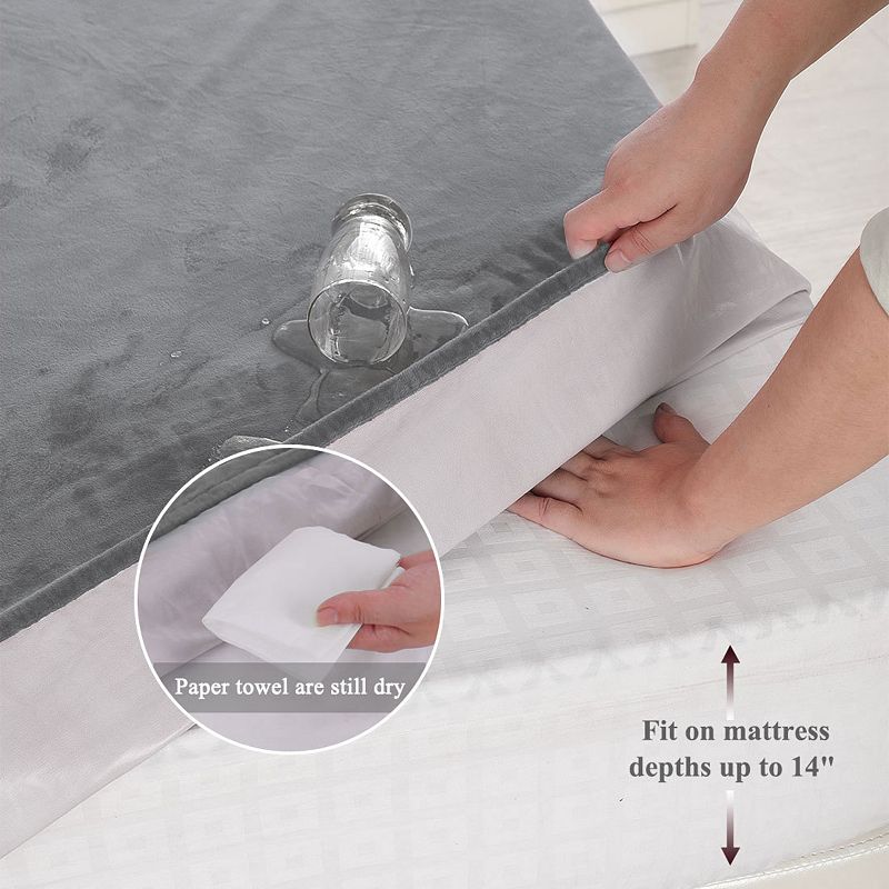 Crystal Velvet Waterproof Sheet Bed Cover with Five-sides TPU Membrane Layer King 80 x 78(L*W)