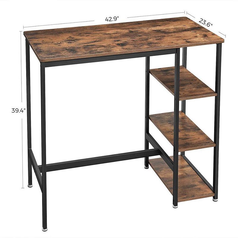 Industrial Bar Table With Storage Shelves Rustic Brown