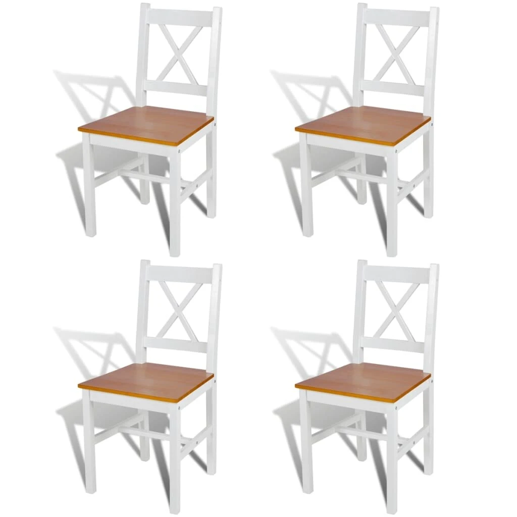 Dining Chairs 4 pcs White Pinewood