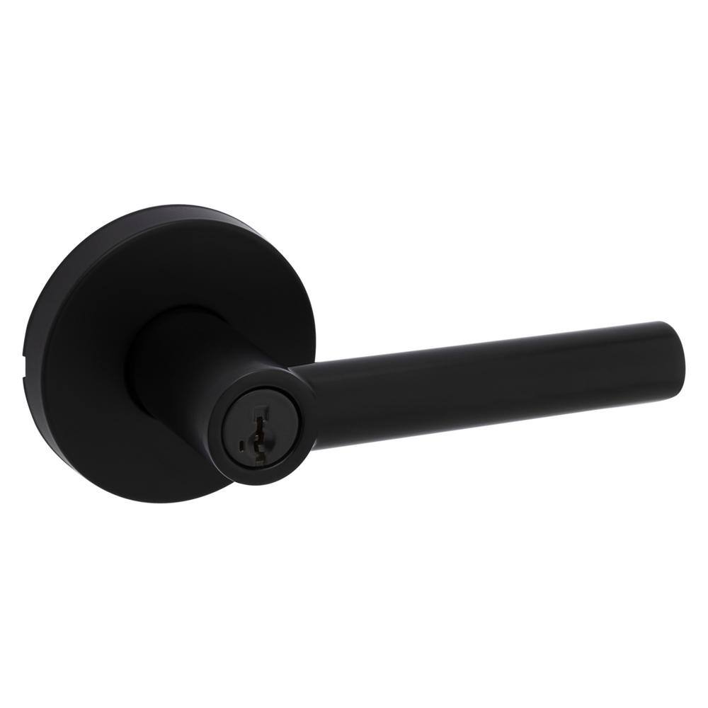 Kwikset Milan Matte Black Keyed Entry Door Lever Featuring SmartKey Security 740MILRDT514SMT6ALRCSK3