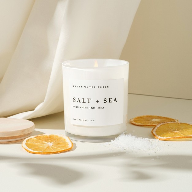 Sweet Water Decor Salt And Sea 11oz White Jar Soy Candle