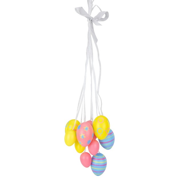 Floral Striped Spring Easter Egg Cluster Hanging Decoration Pink blue