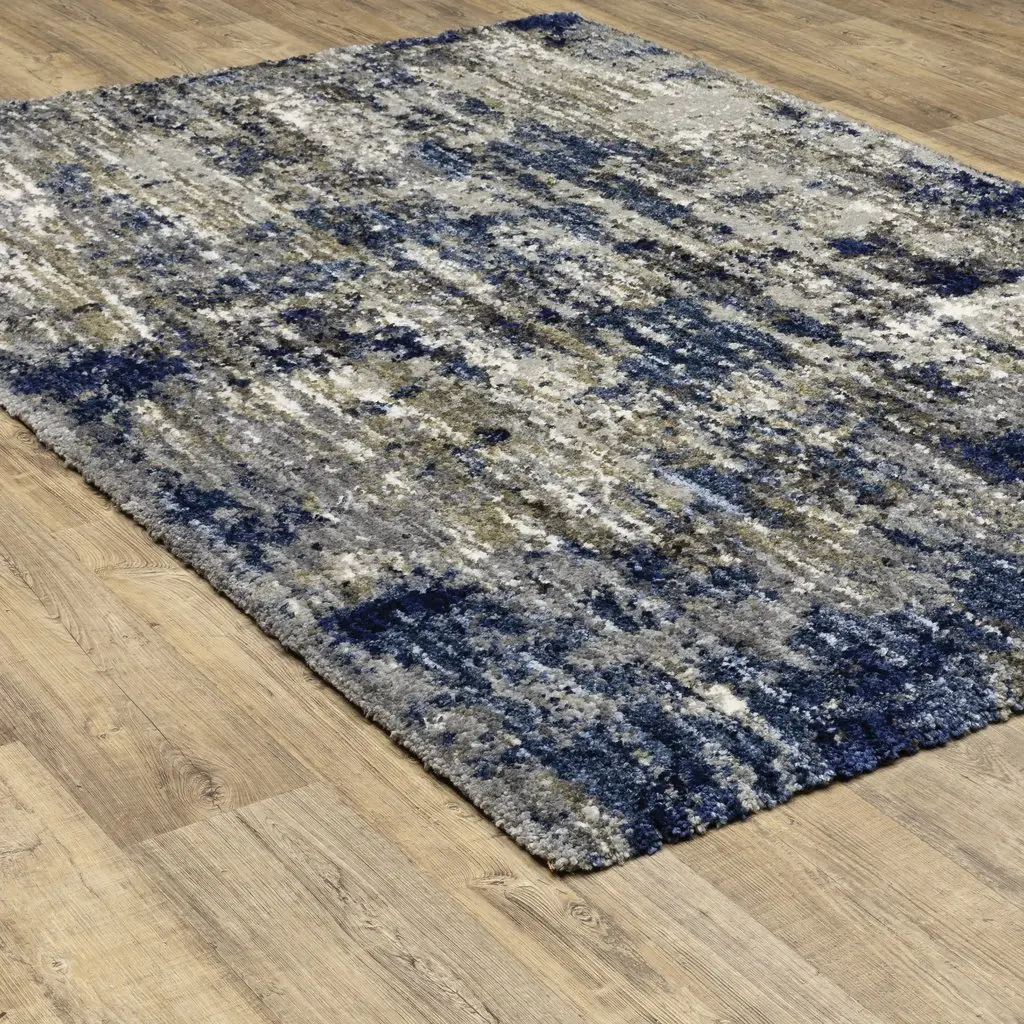 Aspen 5 x 8 Abstract Blue and Gray Shag Rug