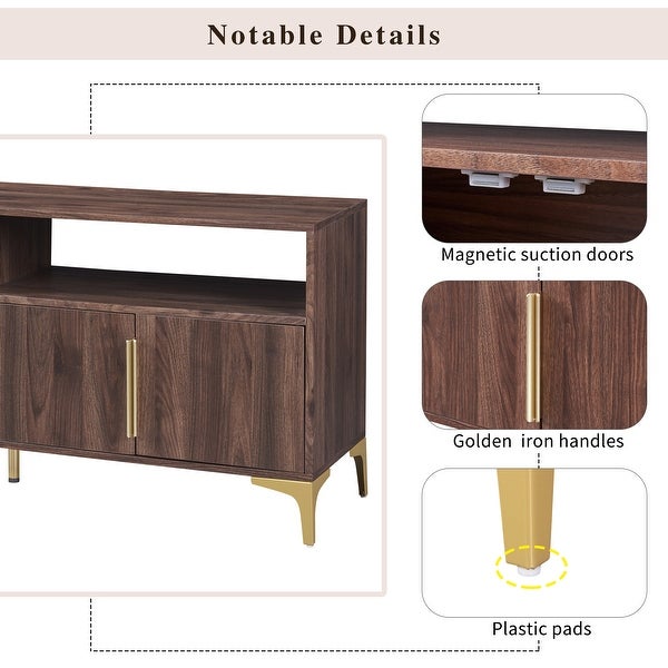 58'' Sideboard with Gold Metal Legs and Handles