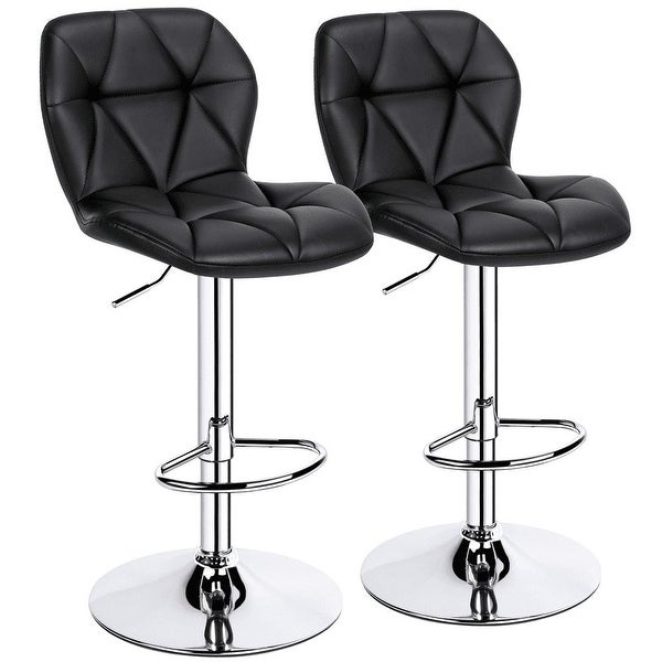 Modern Adjustable Faux Leather Swivel Bar Stool Armless， 2pcs