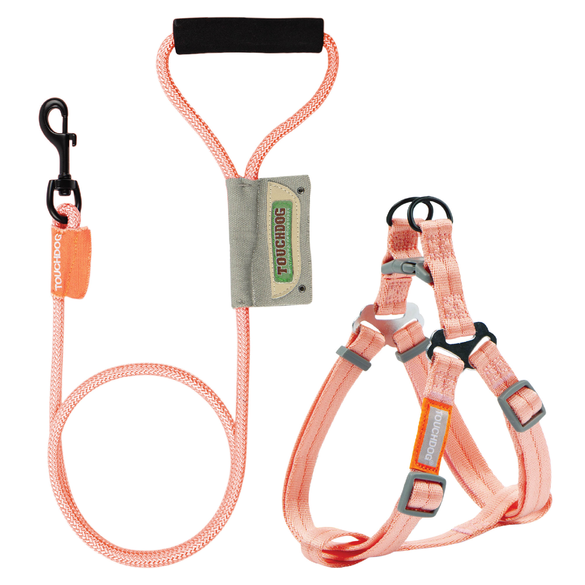 Touchdog Pink Macaron 2-in-1 Durable Nylon Dog Harness and Leash， Medium