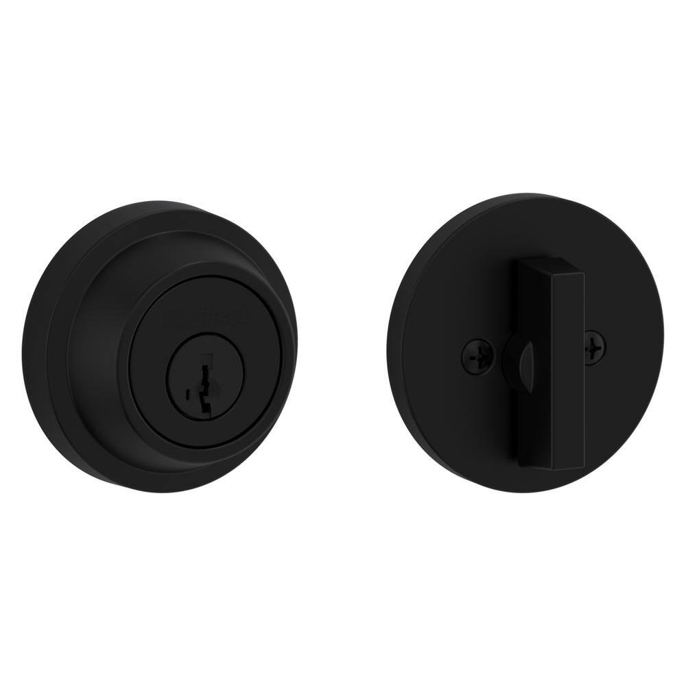 Kwikset Round Matte Black Single Cylinder Deadbolt Featuring SmartKey Security 660RDT 514 SMT