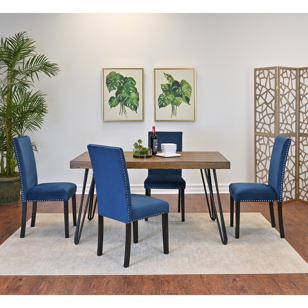 Roundhill Furniture Ashzo 5 Piece Dining Set  Hairpin Dining Table with 4 Chairs