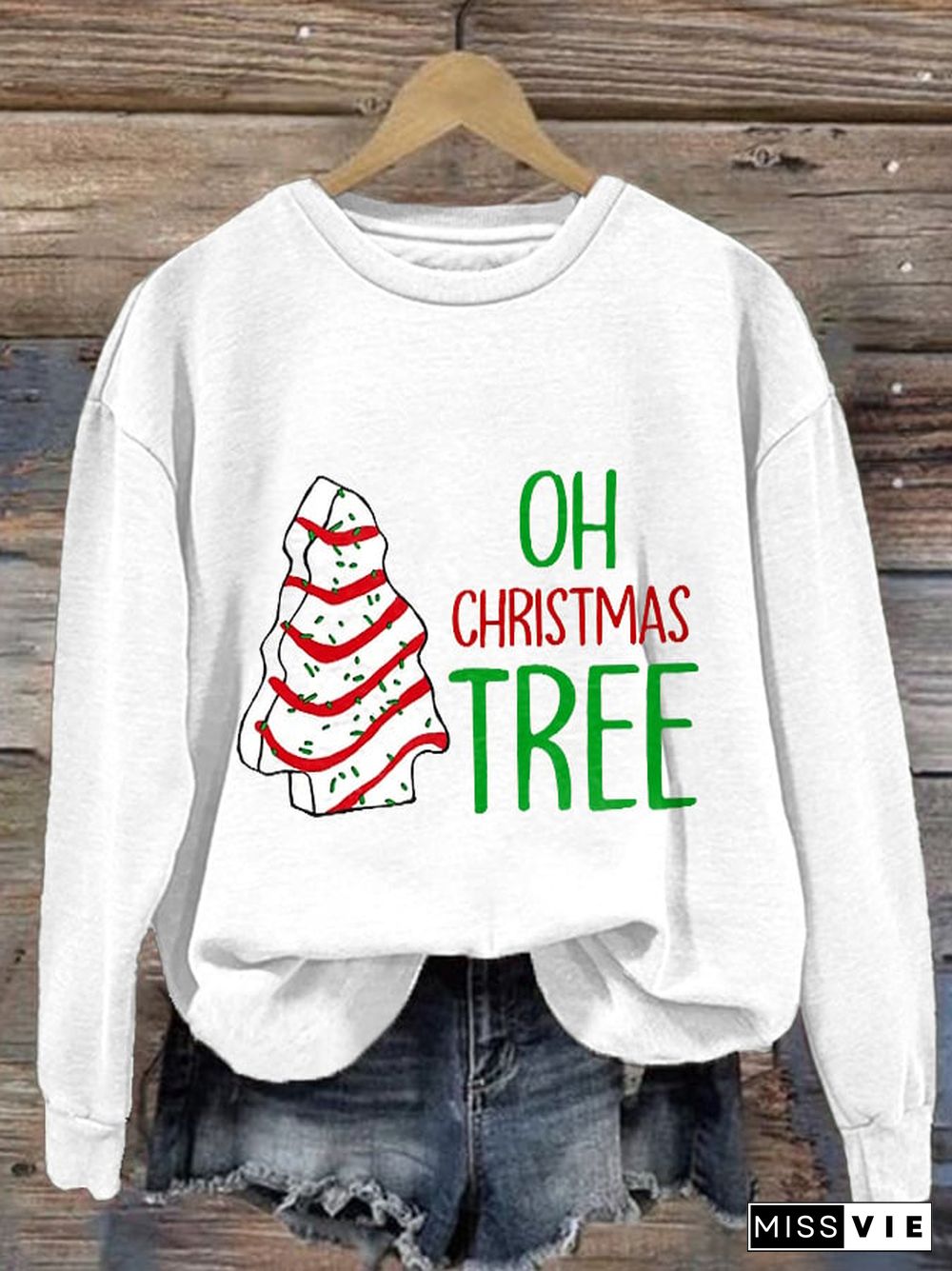 Women's Oh Christmas Tree Print Casual Sweatshirt