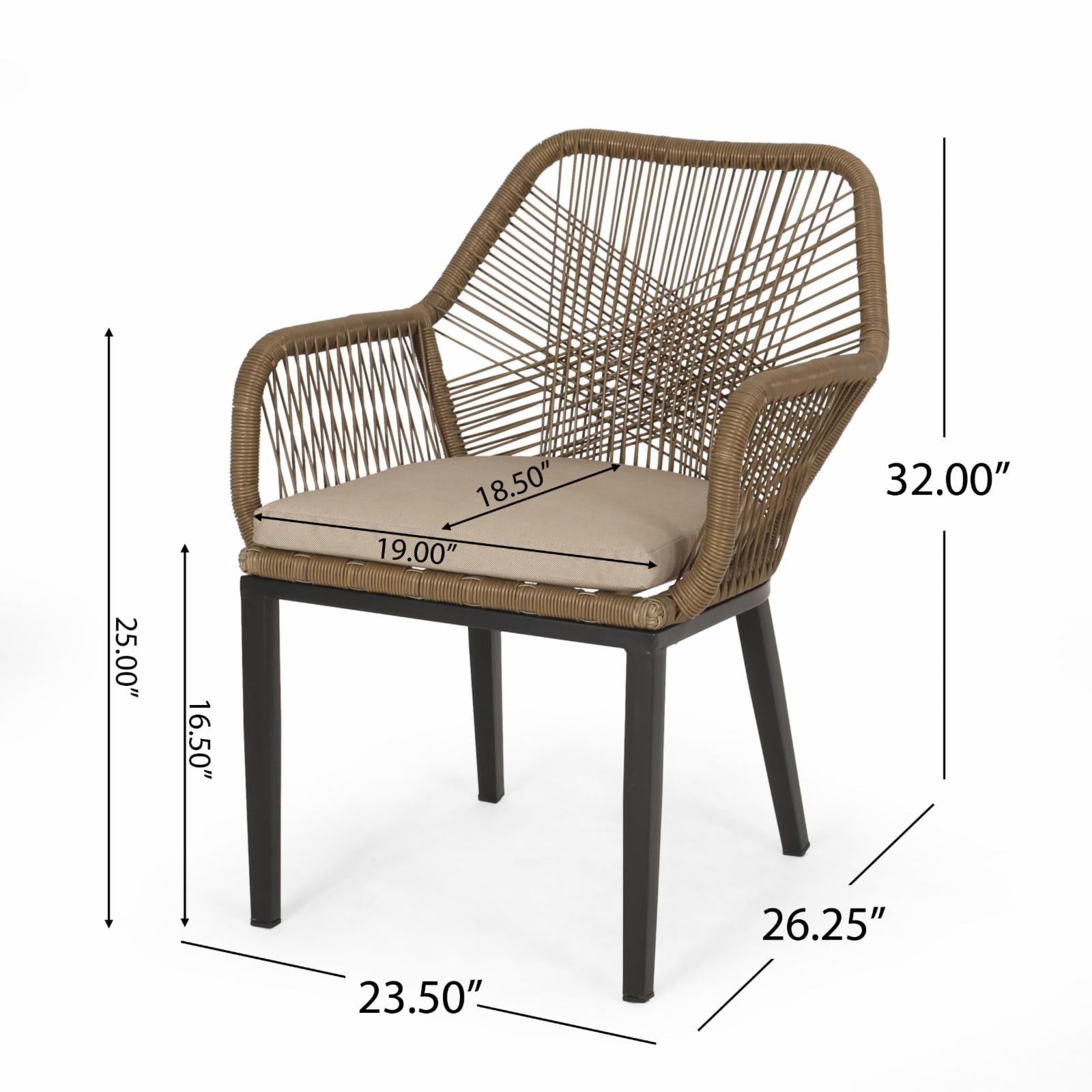 Maiara Outdoor Wicker Dining Chair with Cushion - Set of 2