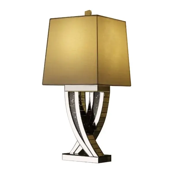 Table Lamp with Abstract Intersected Mirrored Base， Silver