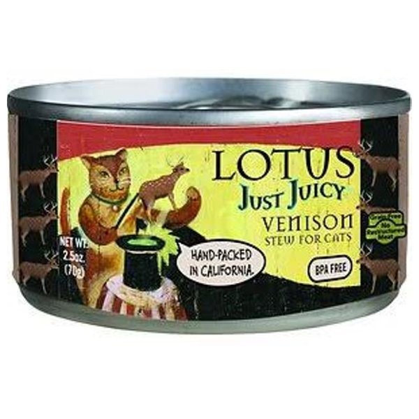 Lotus Just Juicy Venison Stew Grain-Free Canned Cat Food， 2.5 oz