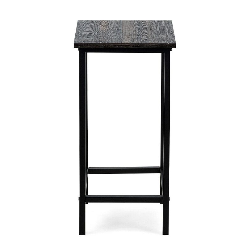 Set of 4 Bar Stools 24 Inch Counter Height Backless with Metal Frame