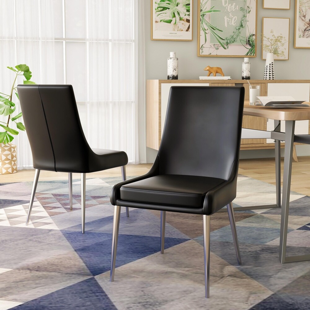 Tila Modern Faux Leather Curved Dining Chairs (Set of 2) by Furniture of America