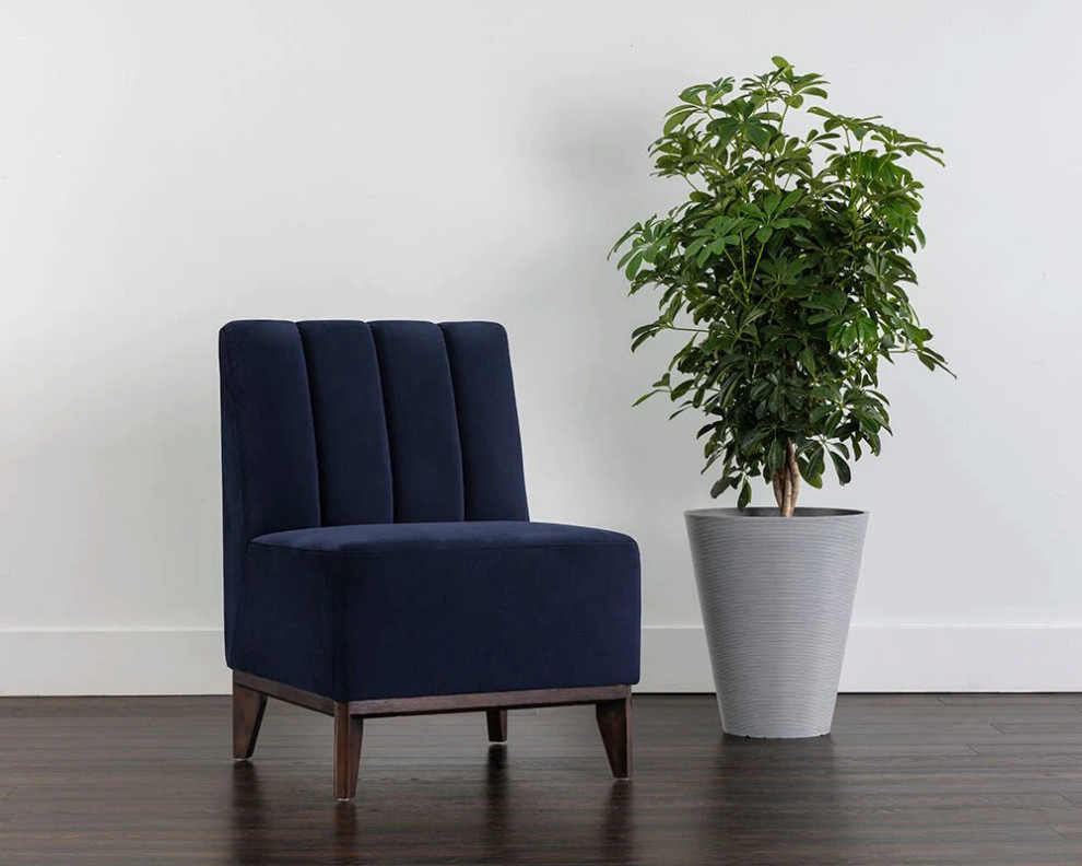 Rayan Modular Banquette  Single Seat  Abbington Navy   Transitional   Armchairs And Accent Chairs   by Peachtree Fine Furniture  Houzz