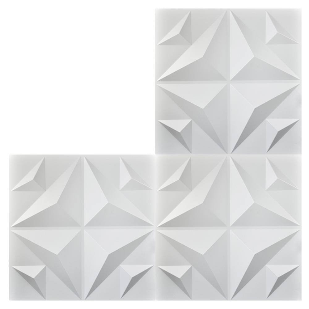 Art3dwallpanels Decorative 19.7 in. x 19.7 in. Matt White 3D Wall Panels for Interior Wall Decor (12-Pieces) A10hd029