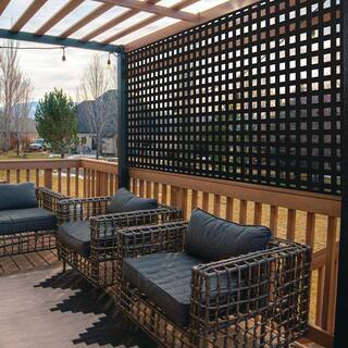 Barrette Outdoor Living 4 ft. x 8 ft. Black Square Privacy Vinyl Lattice 73053435