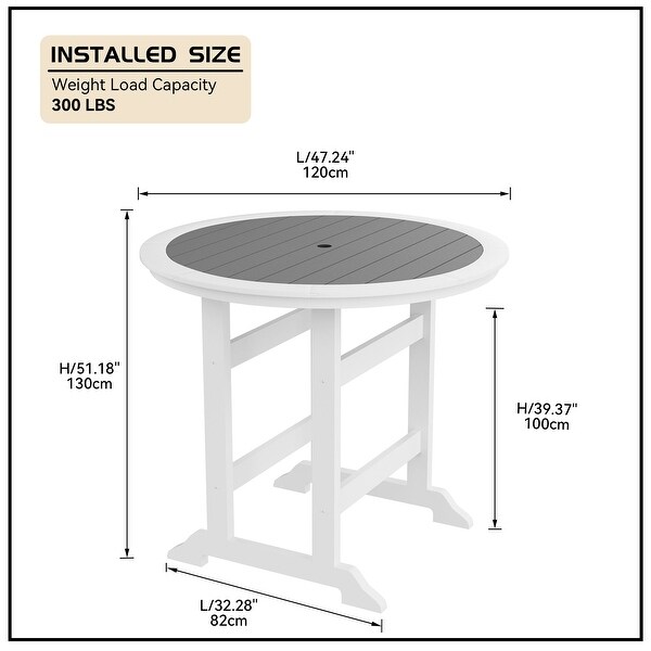 Outdoor Patio Recycled Plastic Round Dining Table Bar Table