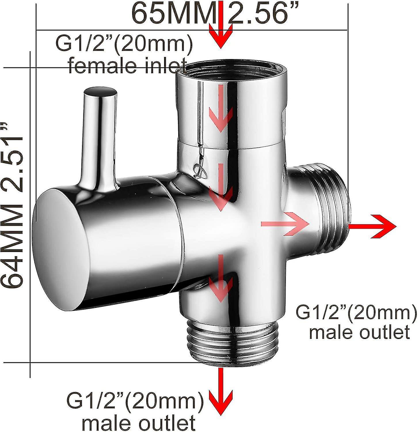 Solid Brass 3 Way Valve G1/2andquot; Hand Shower Shower Components Universal Fitting