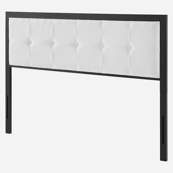 Waldorf Modern White Fabric Button Tufted Upholstered Twin Size Metal Headboard - - 31717196