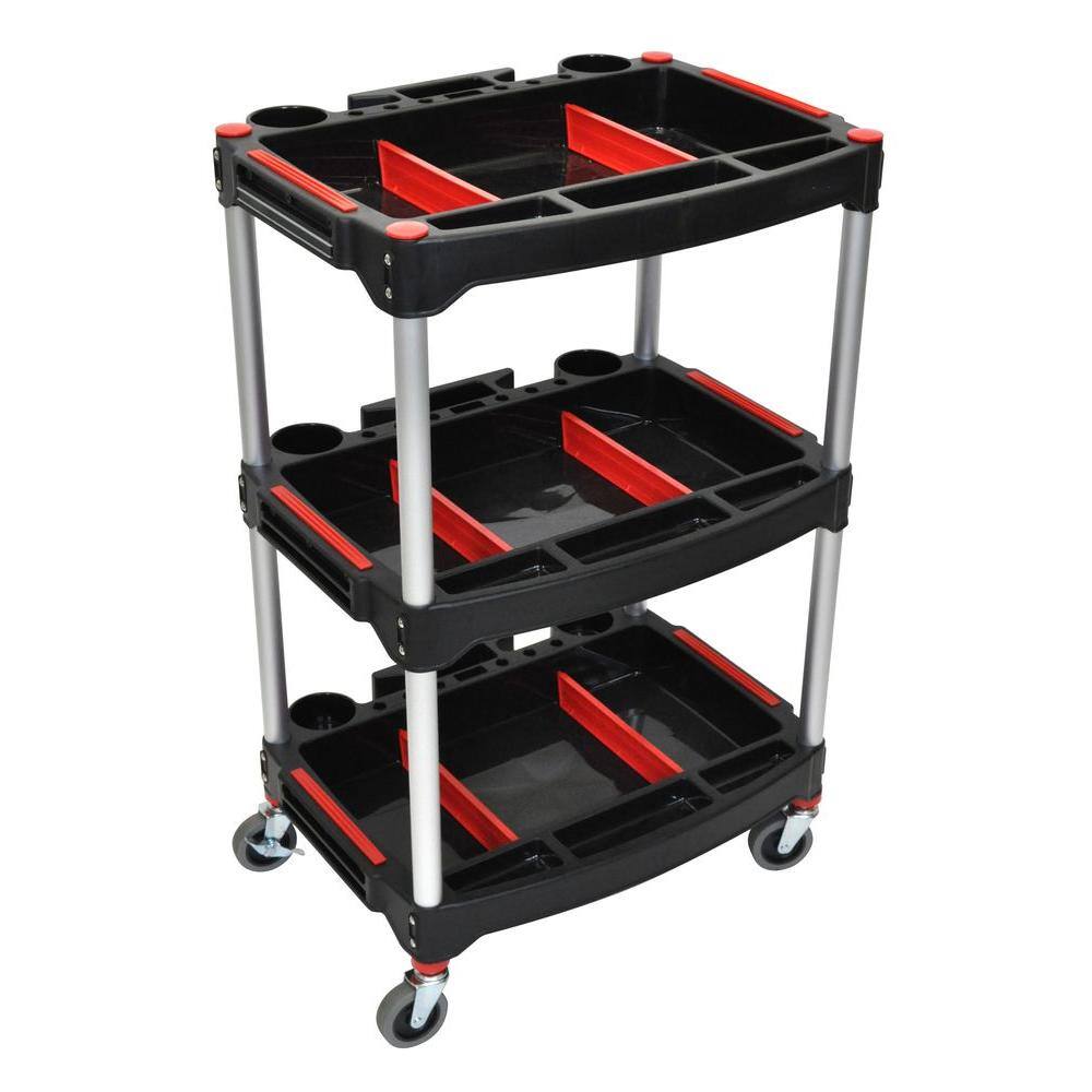 Luxor 22.75 in. W x 18 in. D x 32 in. H Multipurpose Utility Cart BlackRed MC-3