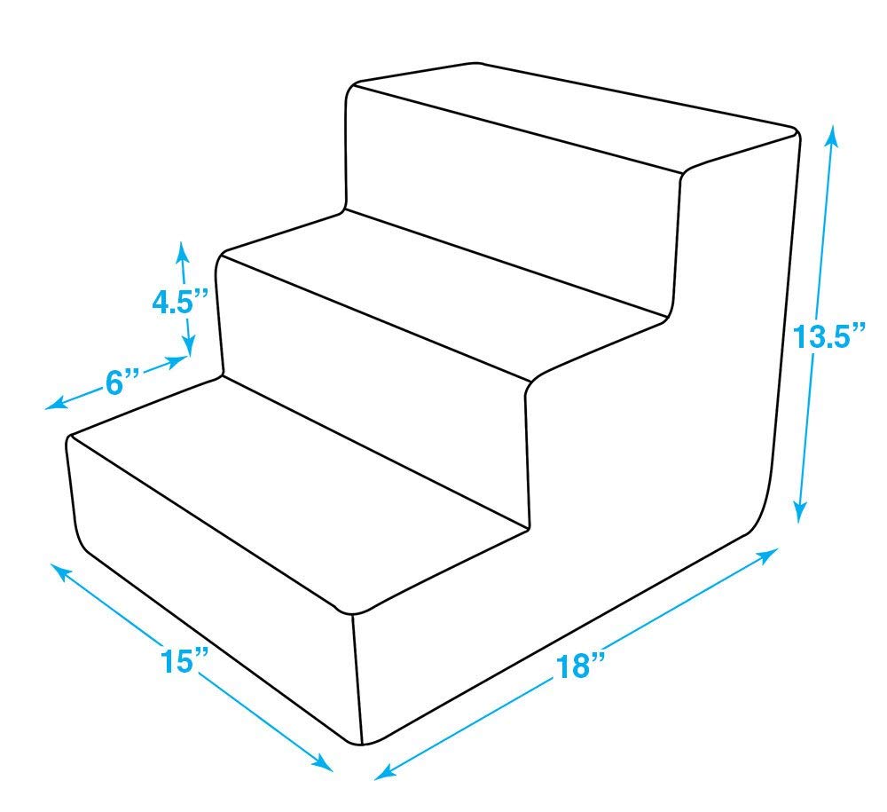 Best Pet Supplies Pet Steps and Stairs with CertiPUR-US Certified Foam for Dogs and Cats， 3-Step， Beige