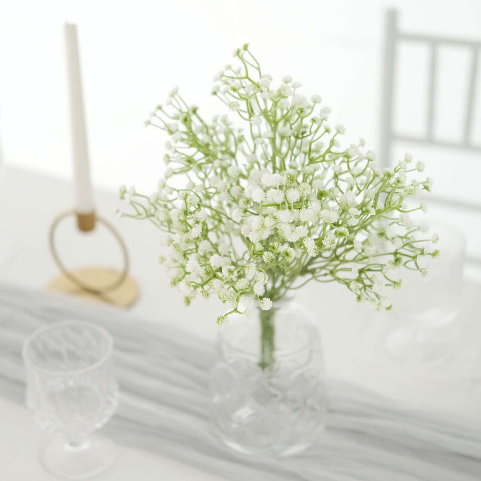 3 Bushes White Artificial Baby’s Breath Gypsophila Flower Arrangements, Real Touch Indoor Faux Floral Bouquets 14