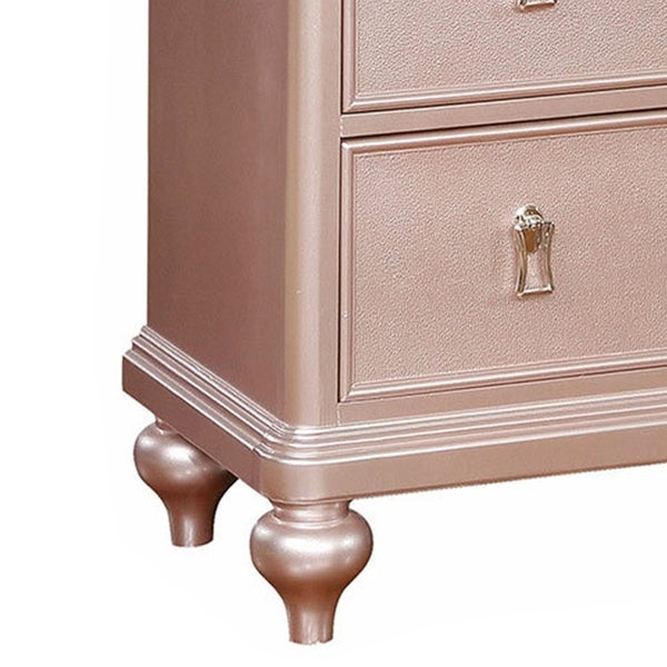 Wooden Dresser with 7 Drawers and Mirror Panel Inserts， Rose Gold - - 30861139