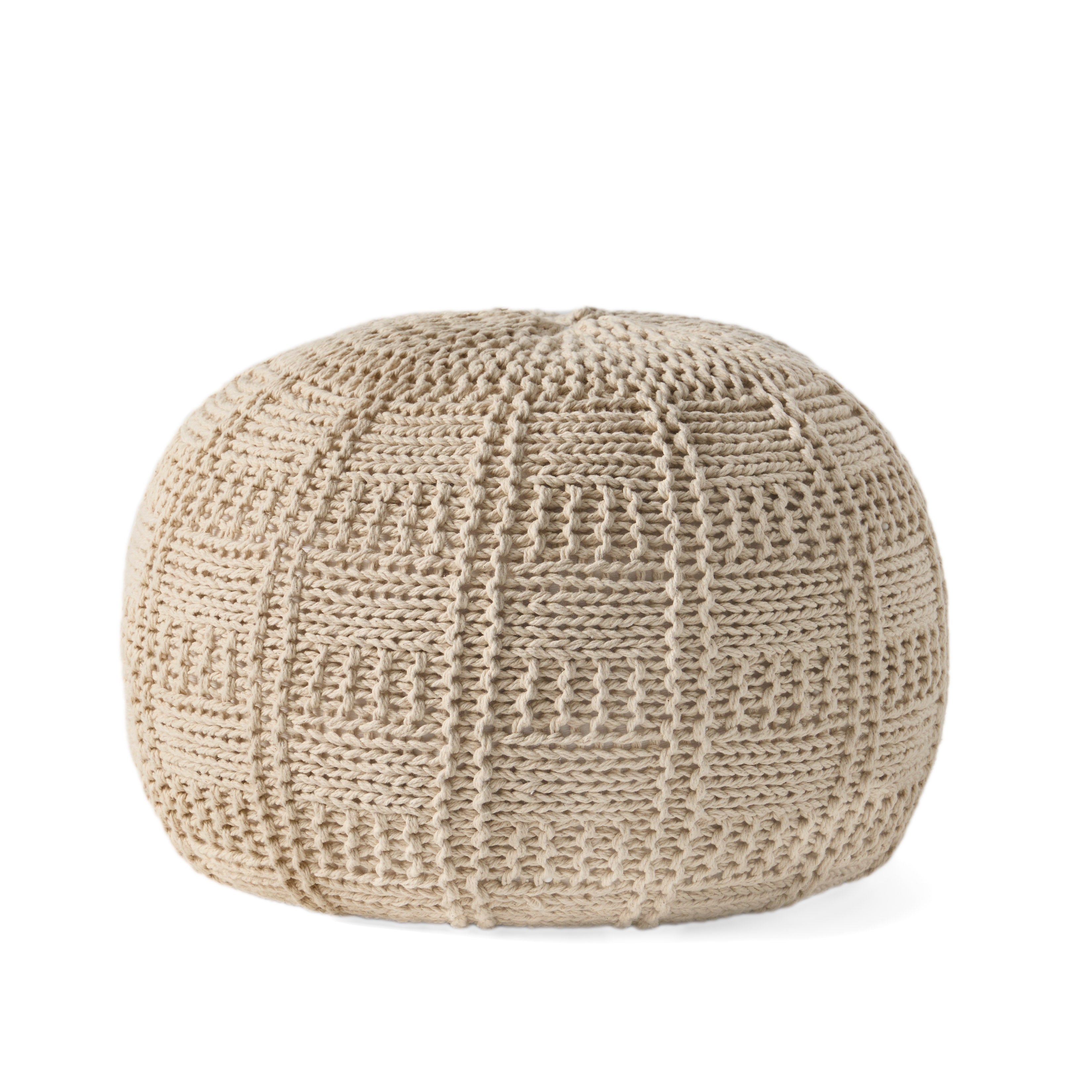 Sardis Modern Knitted Cotton Round Pouf