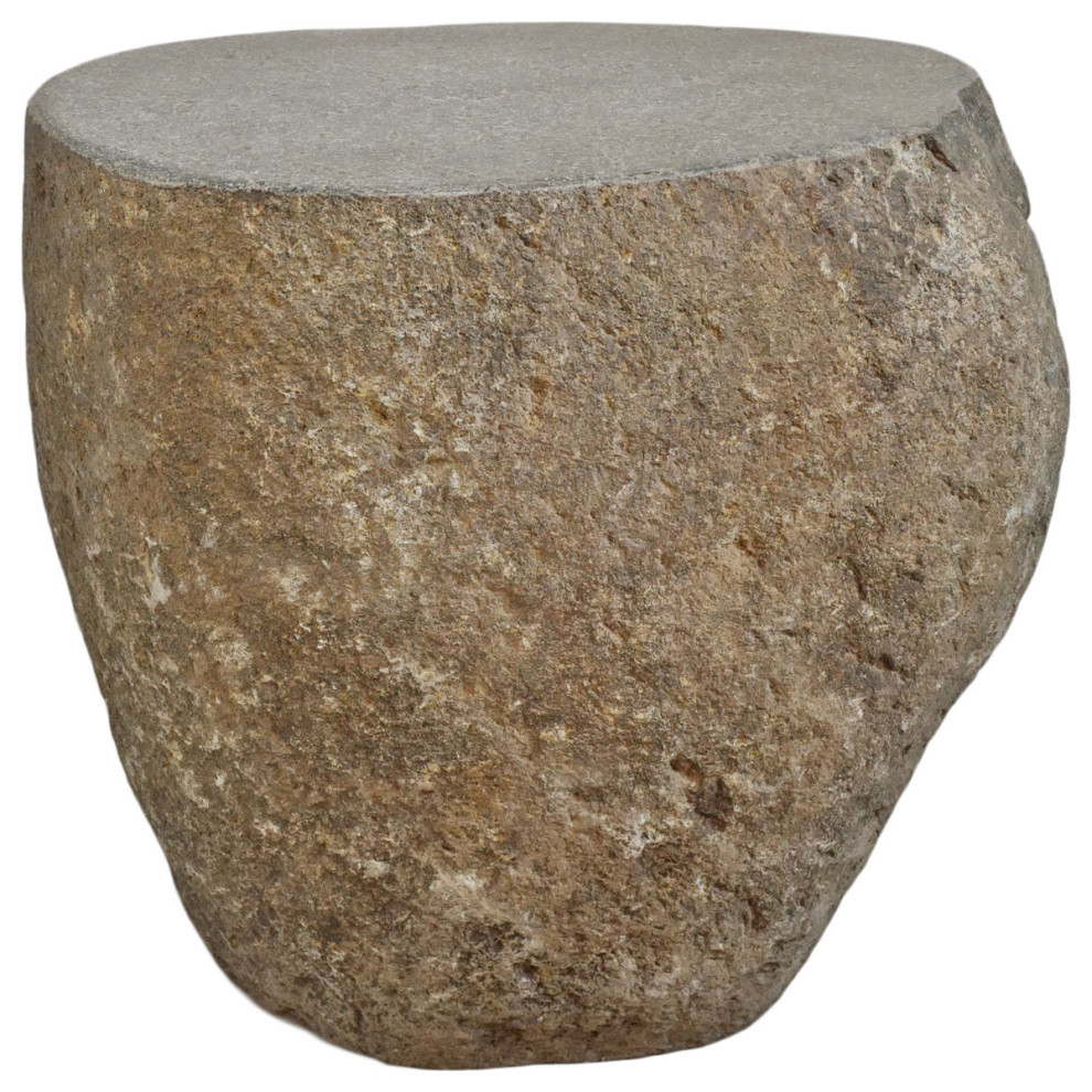 Stone Boulder Stool Table 8   Rustic   Outdoor Side Tables   by Design Mix Furniture  Houzz