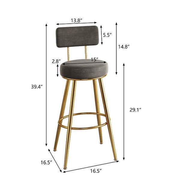 30inch Bar Stools with Velvet Upholstered Back