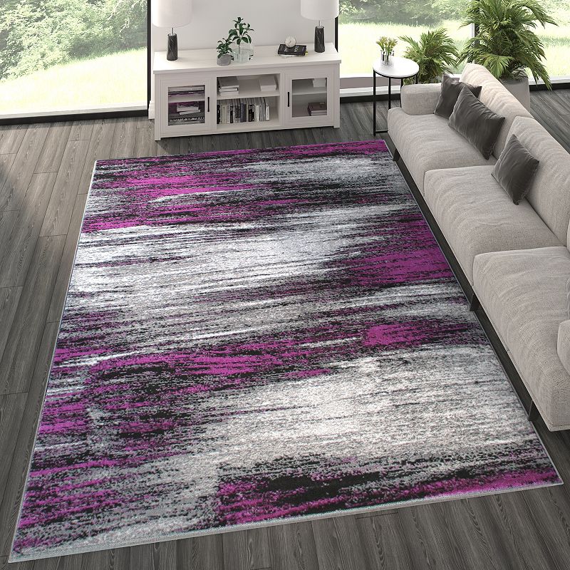 Masada Rugs Masada Rugs Trendz Collection 8'x10' Modern Contemporary Area Rug in Purple， Gray and Black - Design Trz863