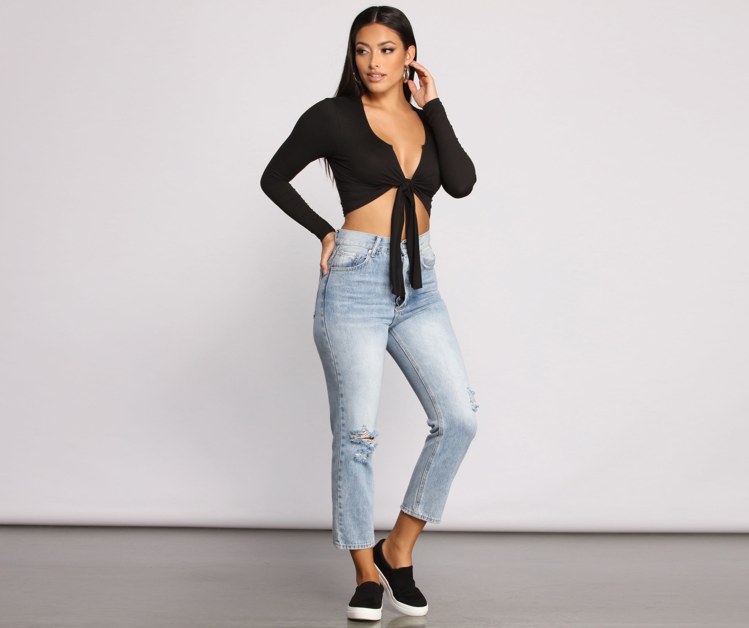 Falling For Basics Tie-Front Top