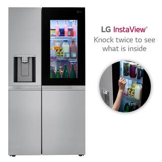 LG 27 cu. ft. Side by Side Smart Refrigerator w InstaView and Craft Ice in PrintProof Stainless Steel LRSOS2706S