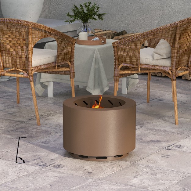 Wood Burning Firepit With Poker Stainless Steel