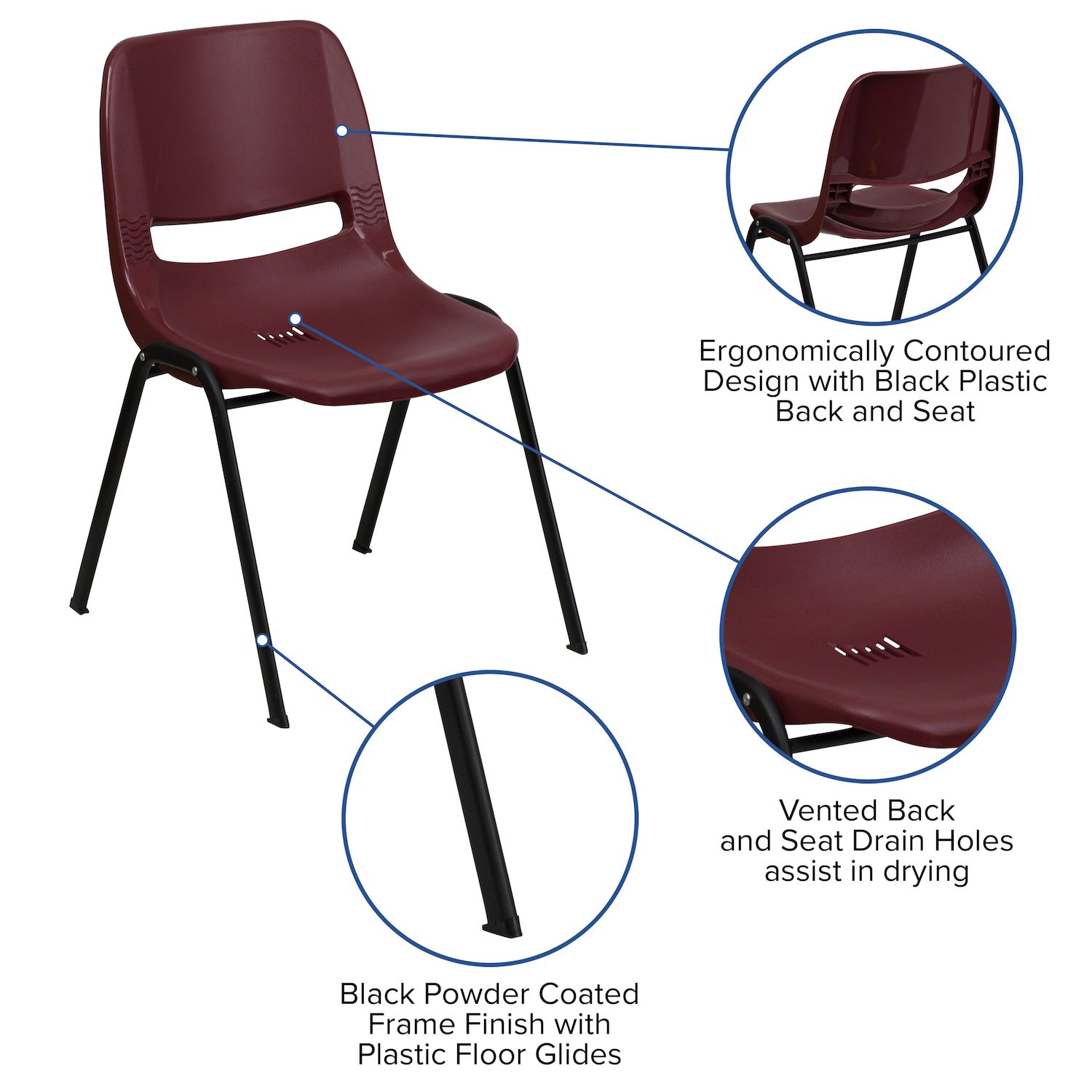 Emma and Oliver Green Ergonomic Shell Student Stack Chair - Classroom Chair / Office Guest Chair