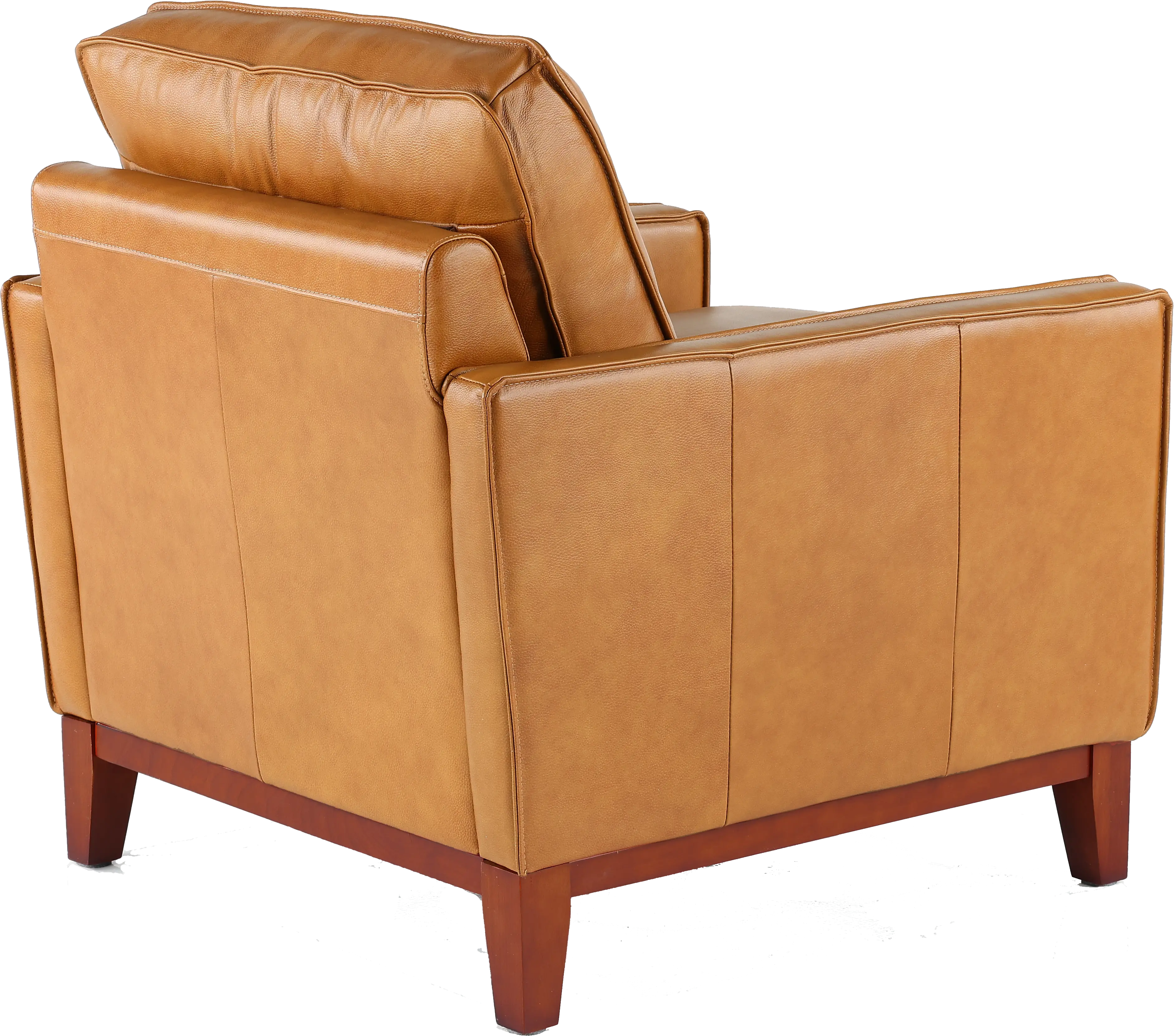 Newport Mid Century Modern Camel Brown Leather Chair