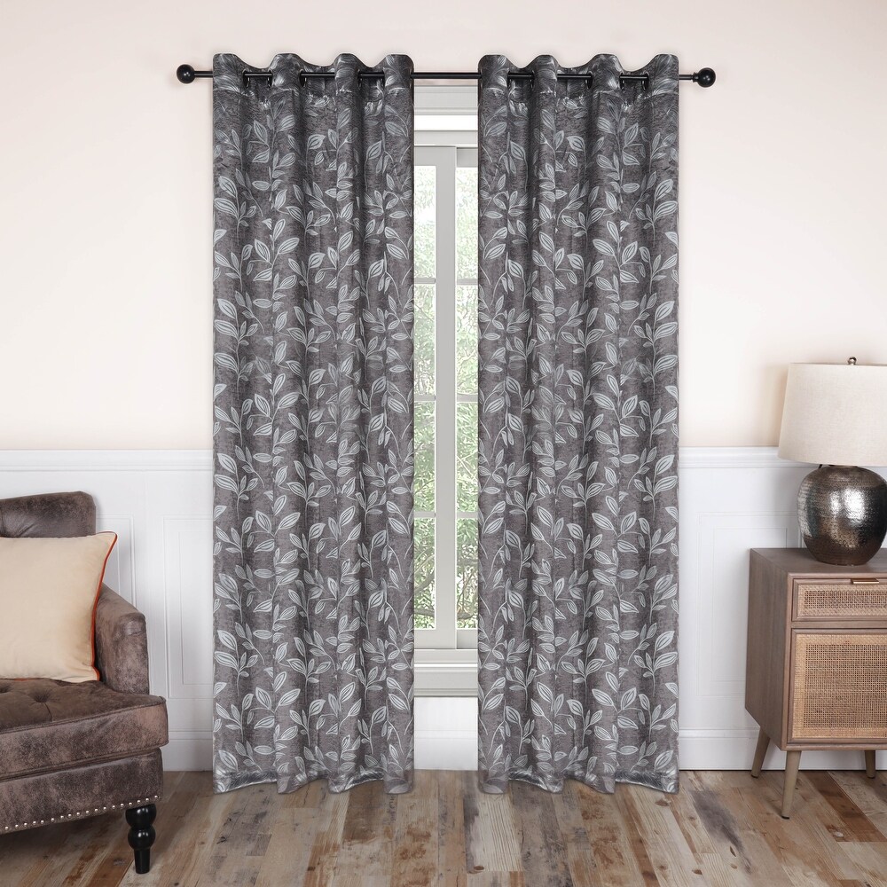 Superior Modern Bohemian Leaves Room Darkening Blackout Curtains  Rod Pocket or Grommets  Set of 2