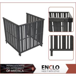 Enclo Privacy Screens 3.5 ft. H x 3.4 ft. W x 3.6 ft. L Roanoke Freestanding WoodTek Vinyl Privacy Screen Fence Flat Top Charcoal 3 Panel EC18026