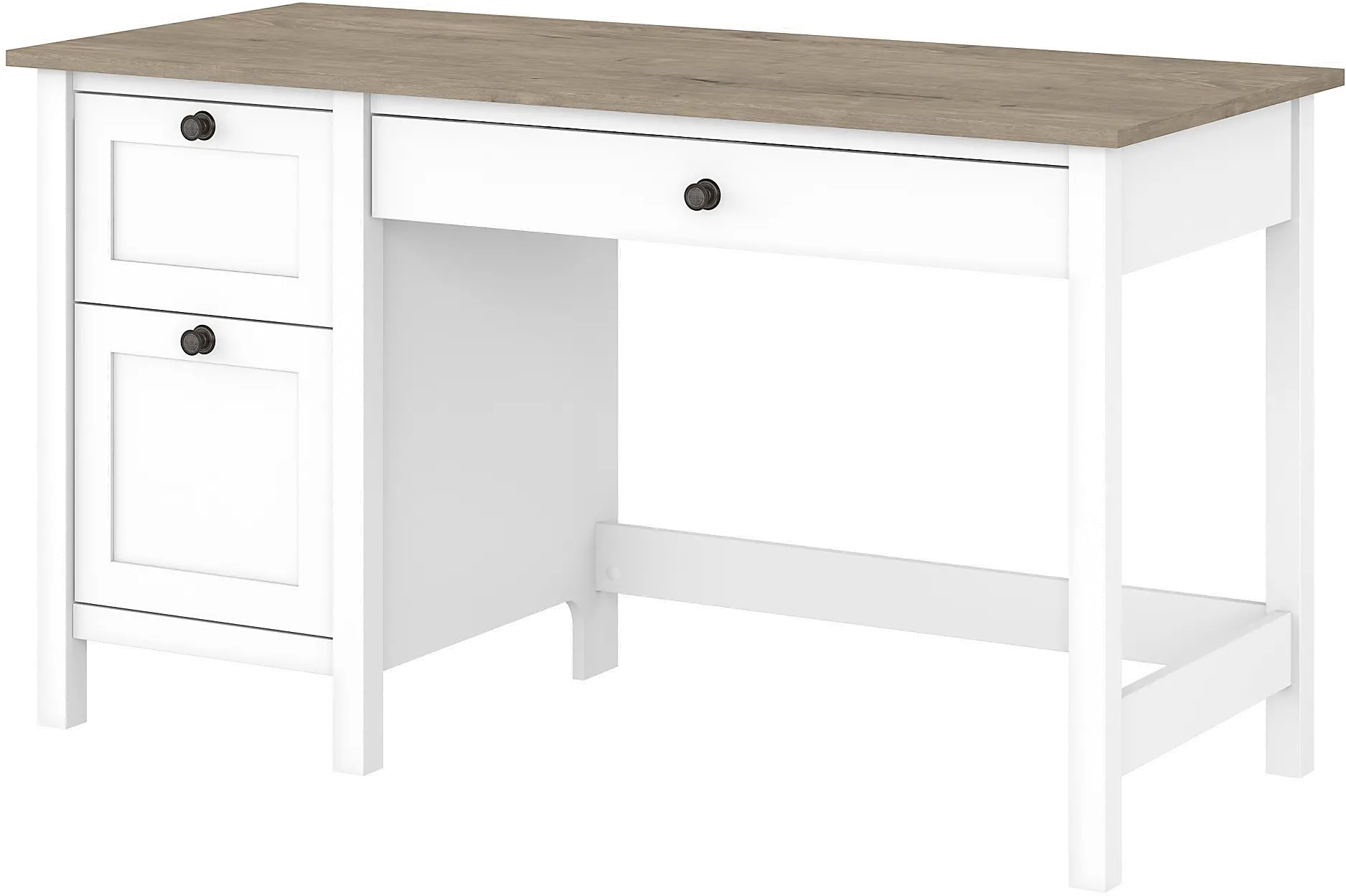 Gray Single Pedestal Desk - Bush Furniture