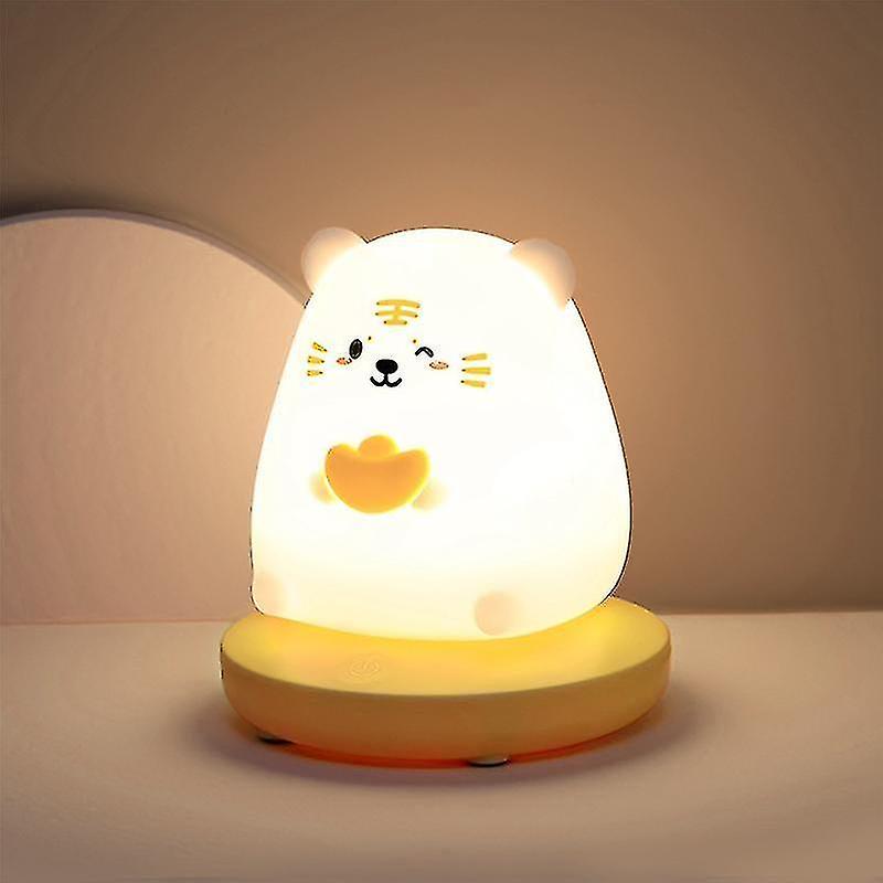 Bedroom Night Light For Children Cute Animal Pig Rabbit Led Silicone Lamp Touch Sensor Dimmable Rec