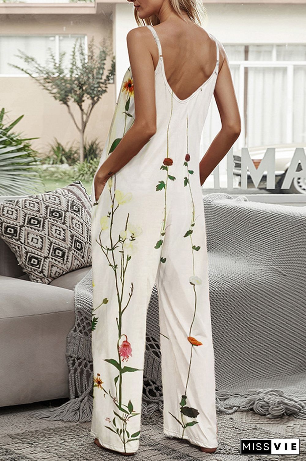 Print Long Pants Loose Jumpsuit Wholesale