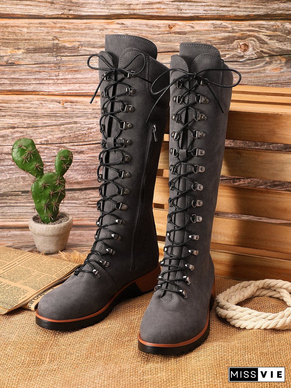 Retro Suede Zipper Martin Combat Boots