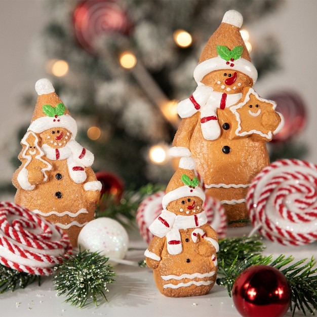 Frosted Gingerbread Snowman With Star Cookie Christmas Figurine