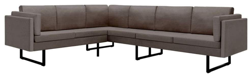 vidaXL Corner Sofa L shaped Light Gray Fabric Steel Chaise Longue Loveseat   Transitional   Sectional Sofas   by vidaXL LLC  Houzz